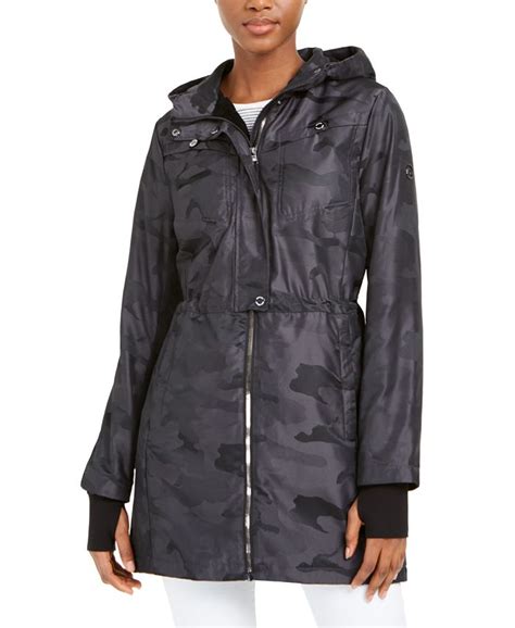 michael kors camo leather jacket|Michael Kors waterproof jacket.